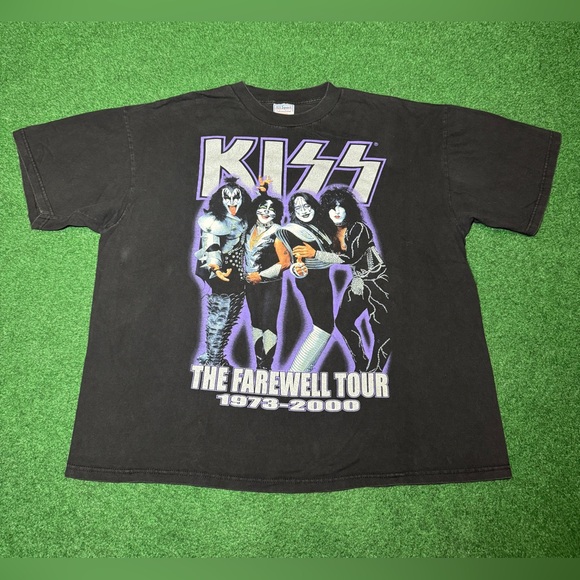 Vintage 90s Kiss Farewell Tour XXL Boxy Purple Band T Shirt - Picture 1 of 7